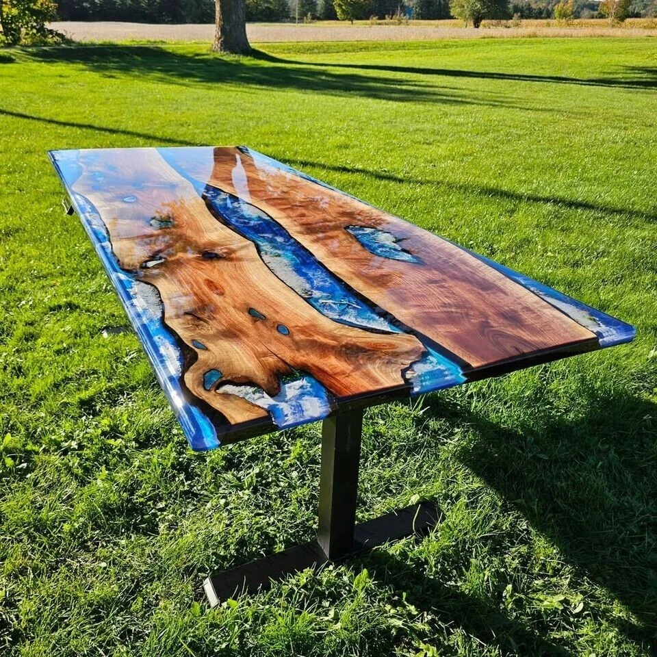 Ocean Epoxy Resin Coffee & Dining Table Top, Wooden Center Table Top Home Decor - Image 4 of 4