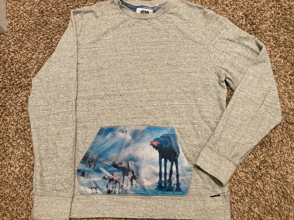 Star Wars Hombre Talla Grande On The Byas Hoth Battle AT-AT Gris Sudadera Bolsillo Foto 2 de 4