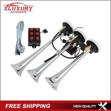 3 Trumpet 6 Tune Train Air Horn Kit Musical Car Truck Horn With Wire Remote 12v