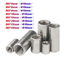 M6 Long Round Coupling Nuts Female Rod Bar Stud Connector A2 Stainless Steel