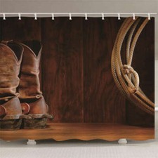 Clear Brown Pen Holder 3D Shower Curtain Waterproof Fabric Bathroom Decoration