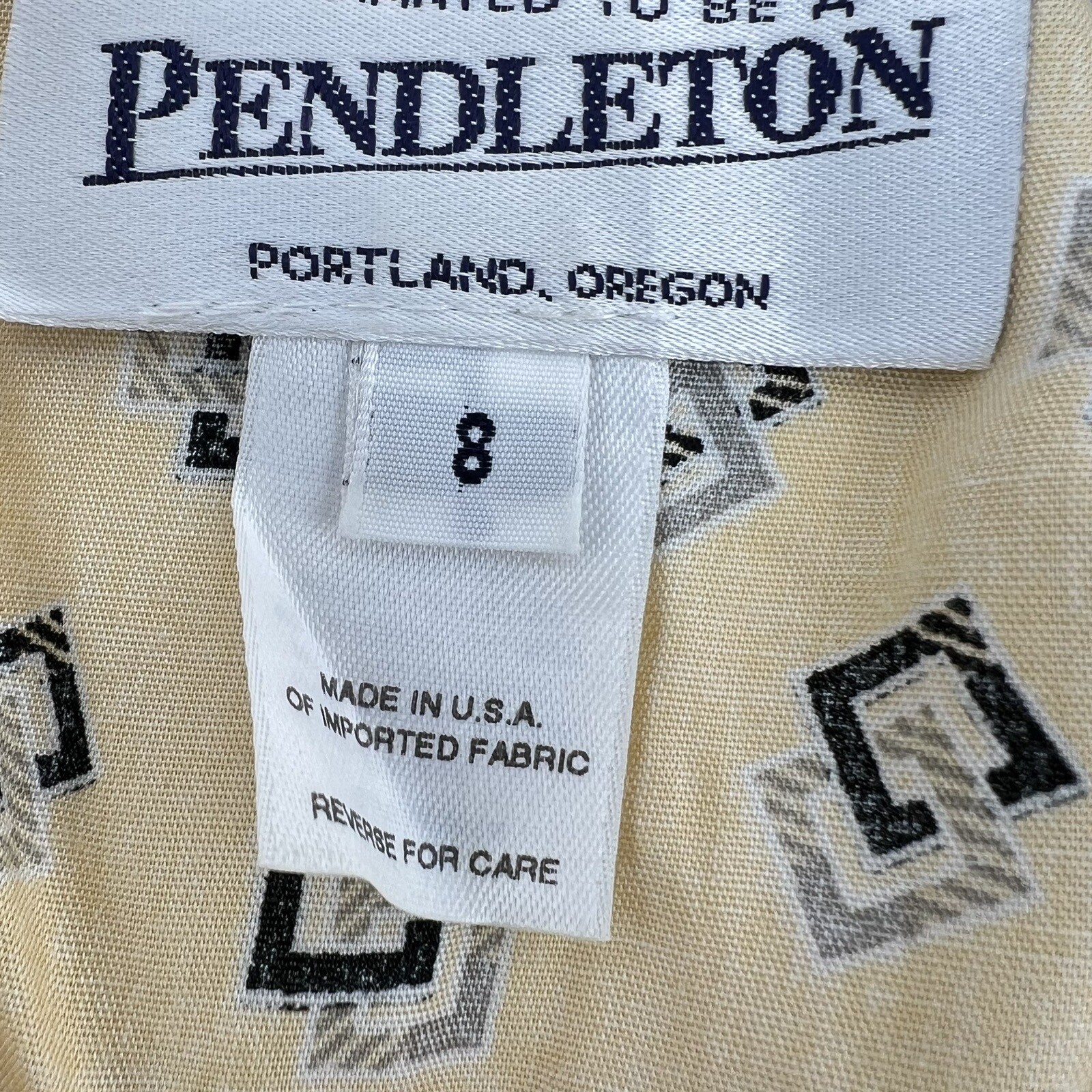 Pendleton Yellow Patterned Rayon Blouse Size 8 - image 3