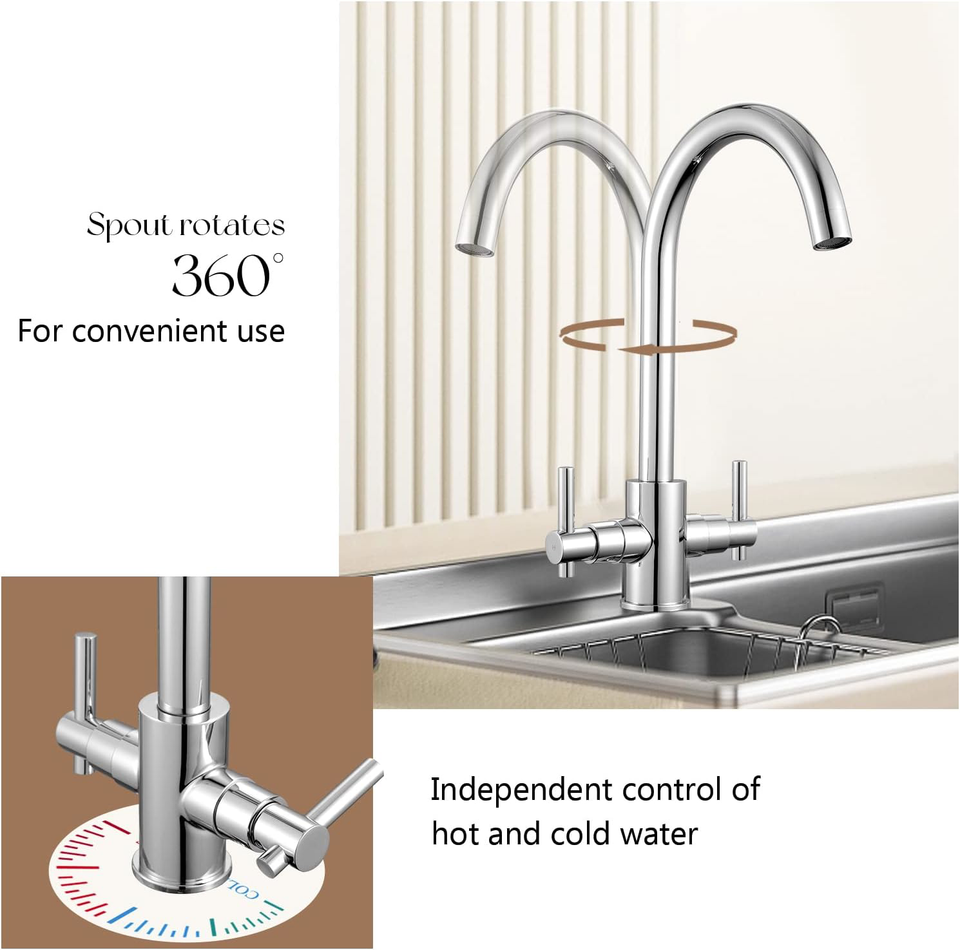 Kitchen Sink Mixer Taps Traditional Dual Lever Monobloc Kitchen Tap