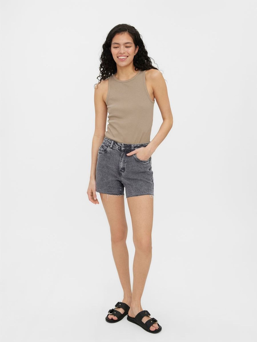 MODA VERO Donne Jeans Denim Shorts Pantaloni Corti Vita Alta