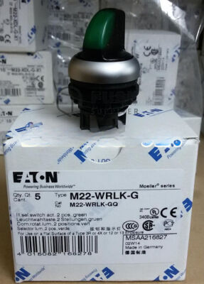 1PC NEW EATON MOELLER M22-WRLK-G with light 2 green lock selector button head
