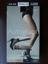 Autograph Ladder Resist Matt Ankle Highs, One Size, Natural Tan, 10 Denier, BNIP