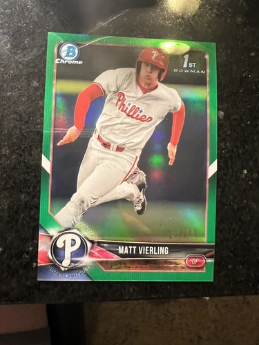 2018 Bowman Chrome Matt Vierling Phillies Green REfractor RC /99