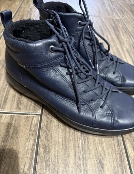 Men Ecco Boots Navy Leather 41