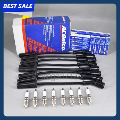 OEM 8X 41-110 Spark Plug &8X 9748UU Wire Set For Chevrolet G/M 4.8L 5.3L 6.0L US - Bild 1 von 4