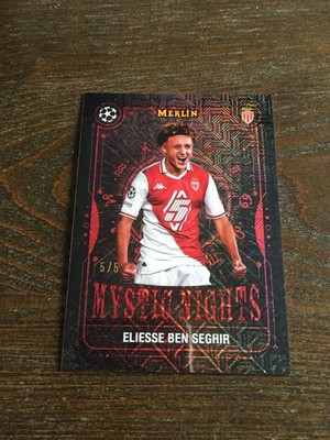 2024-25 Topps Merlin Eliesse Ben Seghir Monaco Leverkusen Mystic Night Red 5/5
