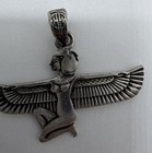 Vintage Sterling Silver Egyptian Revival Winged Goddess Isis Pendant — photo 4
