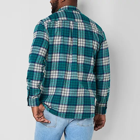 St Johns Bay Flannel Shirt Men Big Tall 4XL Classic Fit Chest