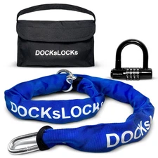 DocksLocks 8mm Security Chain Lock Set (3', 6' or 10') Heavy Duty, Cinch Styl...