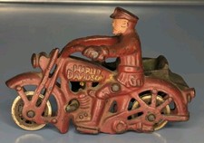 Antique Cast Iron Motorcycle Harley Davidson With Sidecar