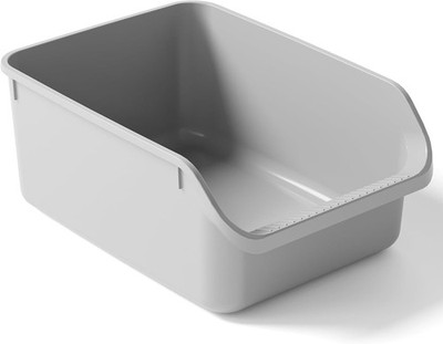 Spacious Grey Anti-Scatter Cat Litter Box - Ideal for Indoor Kittens & Seniors