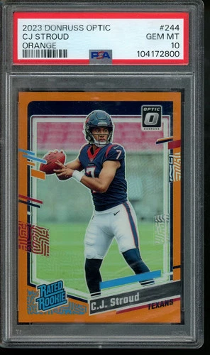 2023 Panini Optic CJ Stroud Orange Rated Rookie /249 PSA 10 Texans