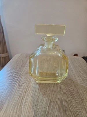 Art Deco Karaffe Böhmen 24cm Gelb Kristall Karl Palda Stil Vintage RAR 1920-30 - Bild 1 von 4