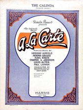 The Calinda Sheet Music A La Carte 1927 Musical Revue Flop Herman Hupfeld