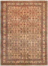 Vintage Geometric Area Rug 6'4" x 9'1" Traditional Hand-Knotted Wool Carpet