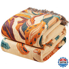 Ffdshc Boho Throw Blanket for Couch Sofa 60"x80" 100 Cotton Muslin Fall Throw B