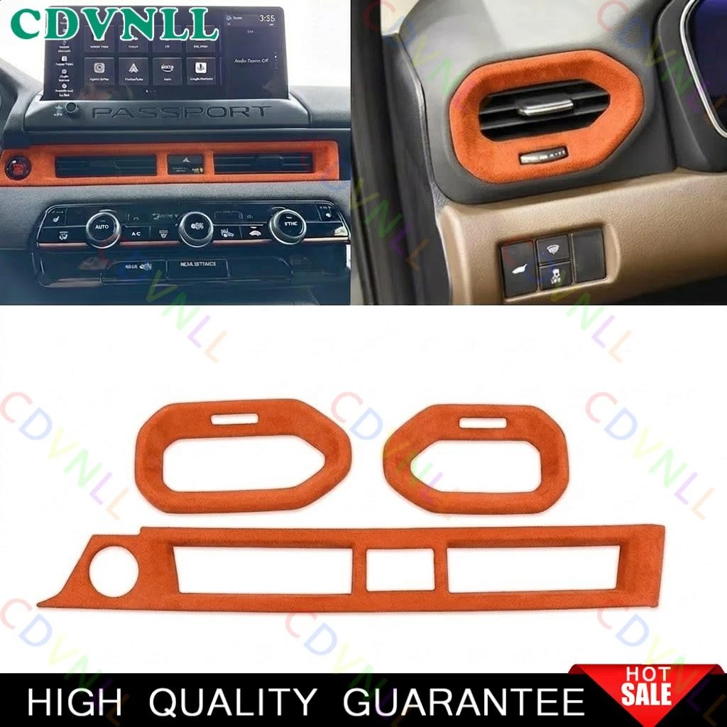 For Honda Pilot 23-2026 Orange Suede Central Console Air Outlet Vent Cover Trim