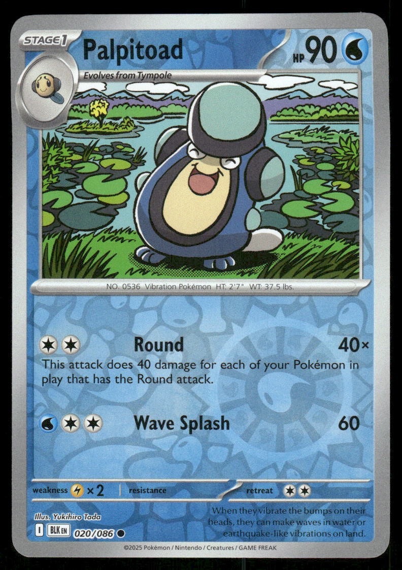 Palpitoad 020/086 - Black Bolt - Reverse Holo Common NM