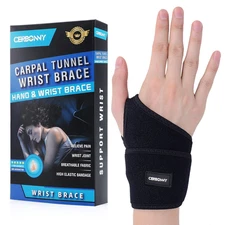 Carpal Tunnel Wrist Brace,1Pack Wrist Support Brace Adjustable Wrist Strap Rever