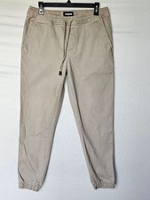 RSQ Mens Chino Jogger Pants Size M Khaki Tan Stretch Elastic Waist Drawstring