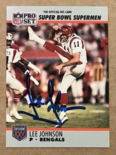 LEE JOHNSON AUTOGRAPHED 1990 PRO SET SUPER BOWL FOOTBALL CARD # 117 BENGALS