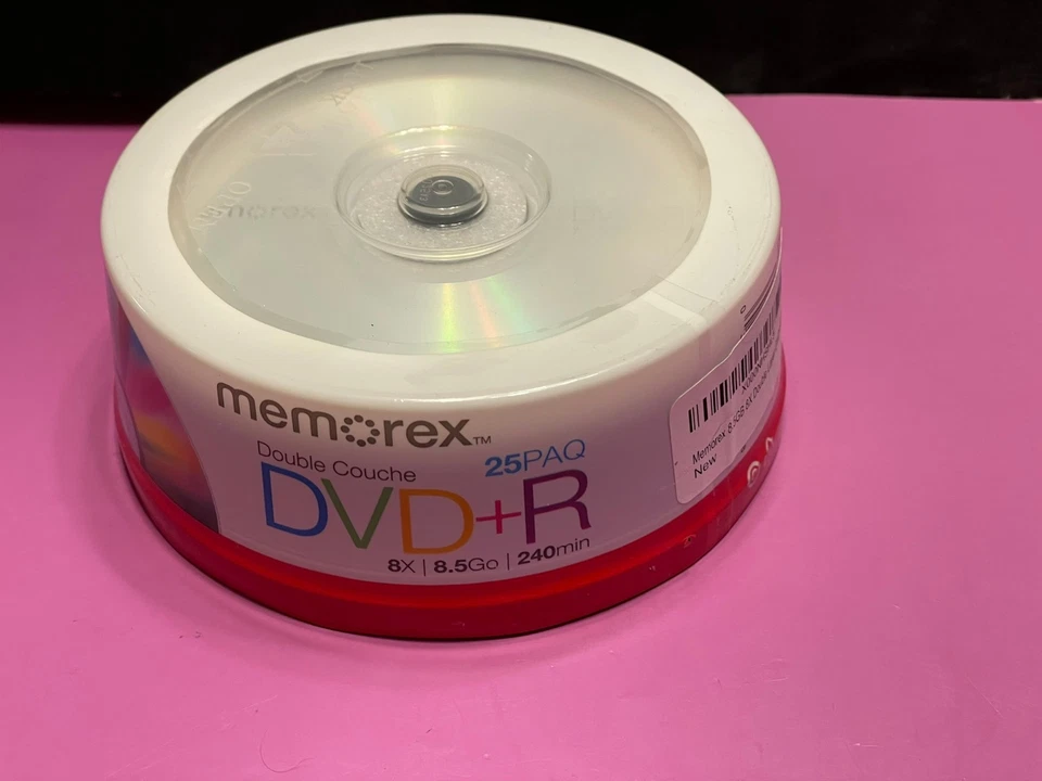 Memorex DVD+R Dual Layer 8X 8.5GB 240min 25PK NEW Sealed Spindle - Image 2 of 4