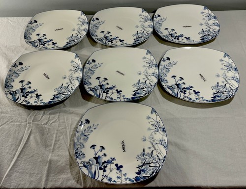 7 Mikasa 10 1/4" Wildflower Blue Square Essteller Bone China Turnowsky NEU!