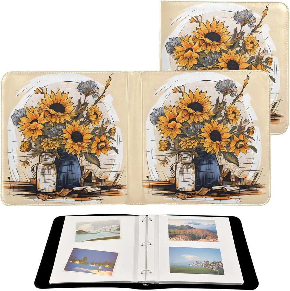 Álbum fotos grande girasol cuero faça você mesmo autoadesivo boda bebe familia recuerdos - Imagem 2 de 4