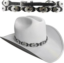 Western Silver Concho Hat Band Decorative Belt with Scalloped Concho and Adjusta