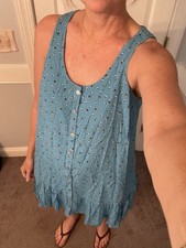 Women's Blue Floral Sleeveless Dress SZ A