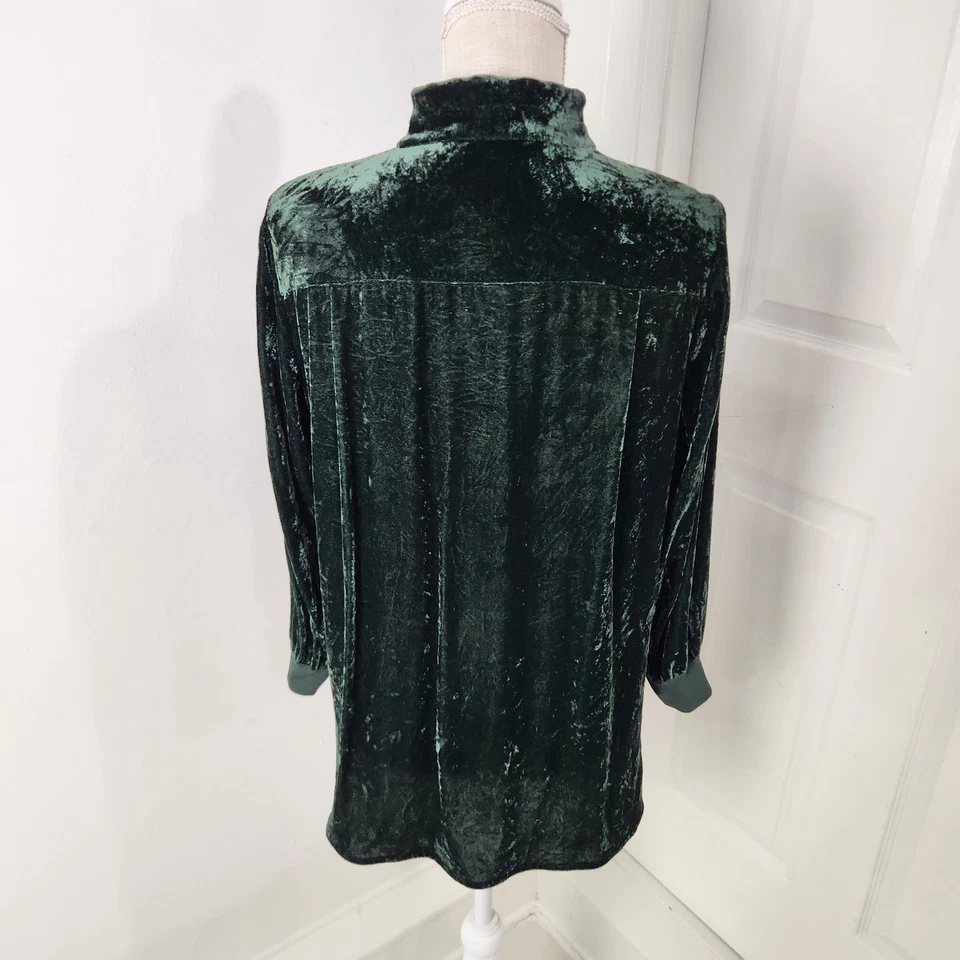 Top Lafayette 148 para mujer M terciopelo verde romántico Navidad vacaciones tonos joya Foto 4 de 4