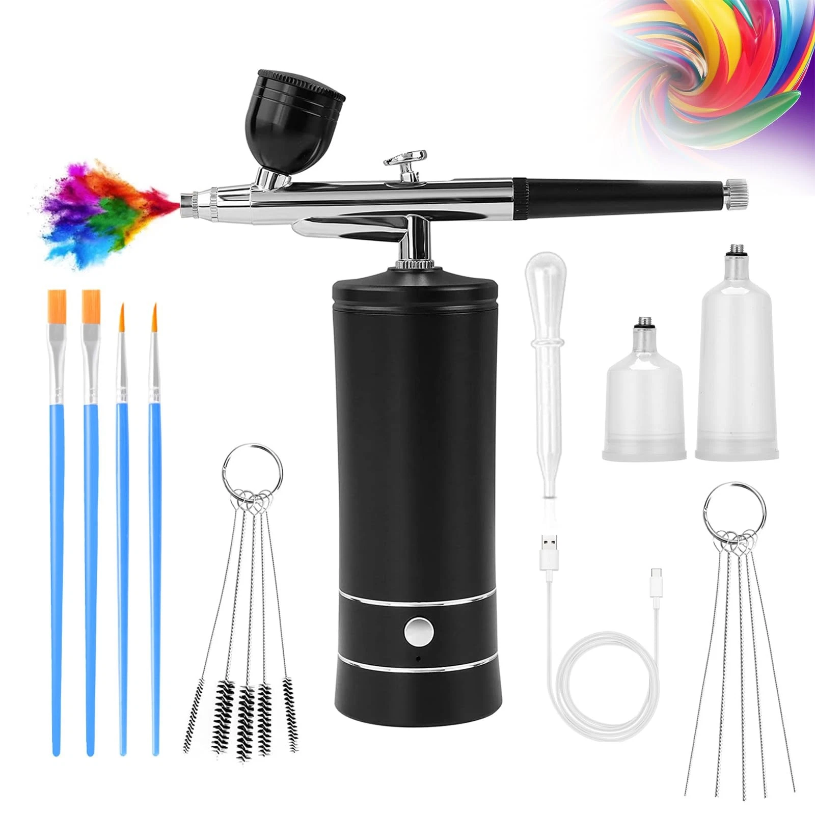 Airbrush Kit Air Brush With Compressor Nail 4.7*1.7 inches, Black