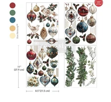 Redesign With Prima "Gilded Elegance" Middy Decor Transfer, Christmas Ornaments 