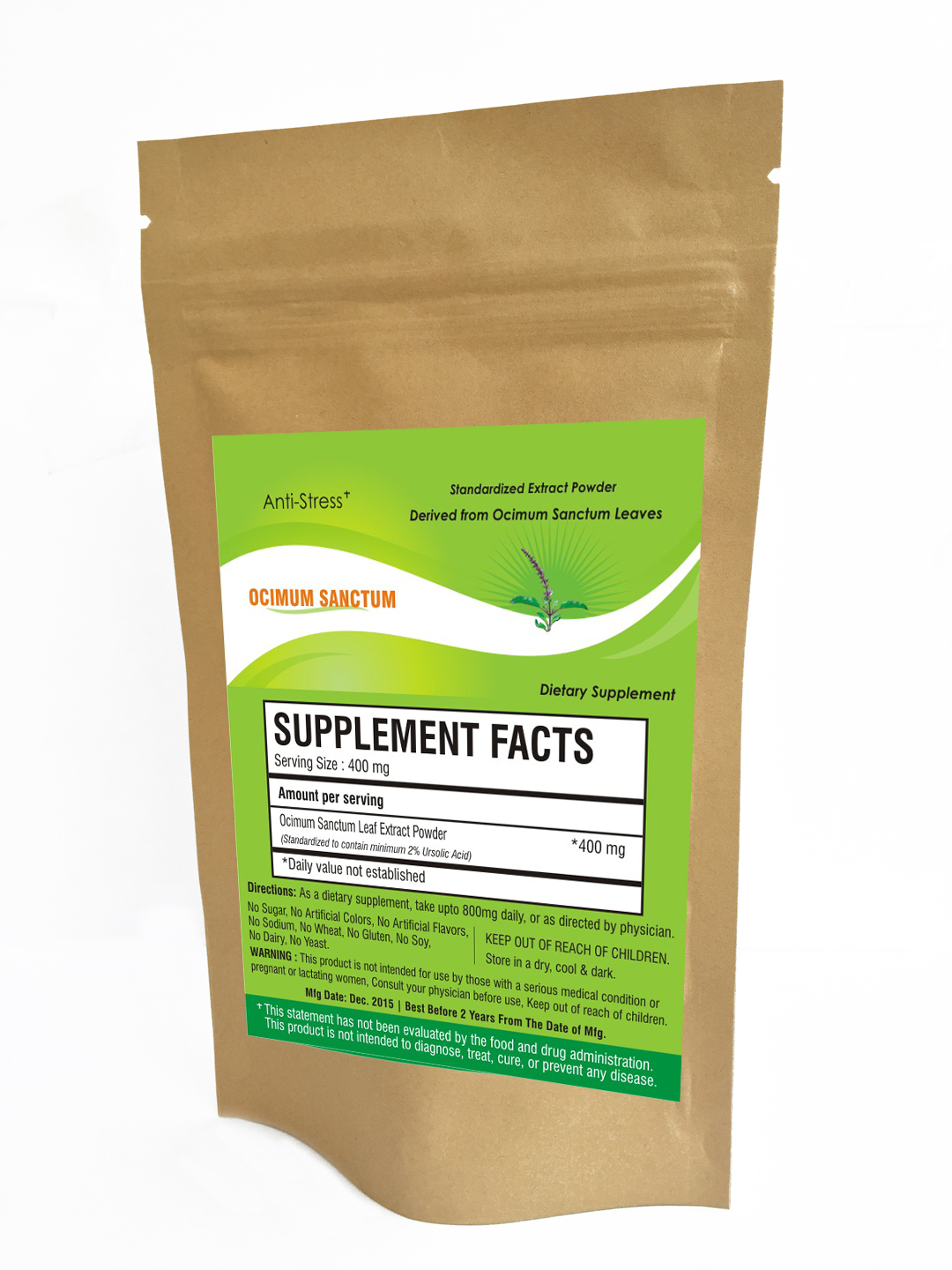 Tulsi Holy Basil Ocimum Sanctum Leaf Extract Powder 2.5% Urs