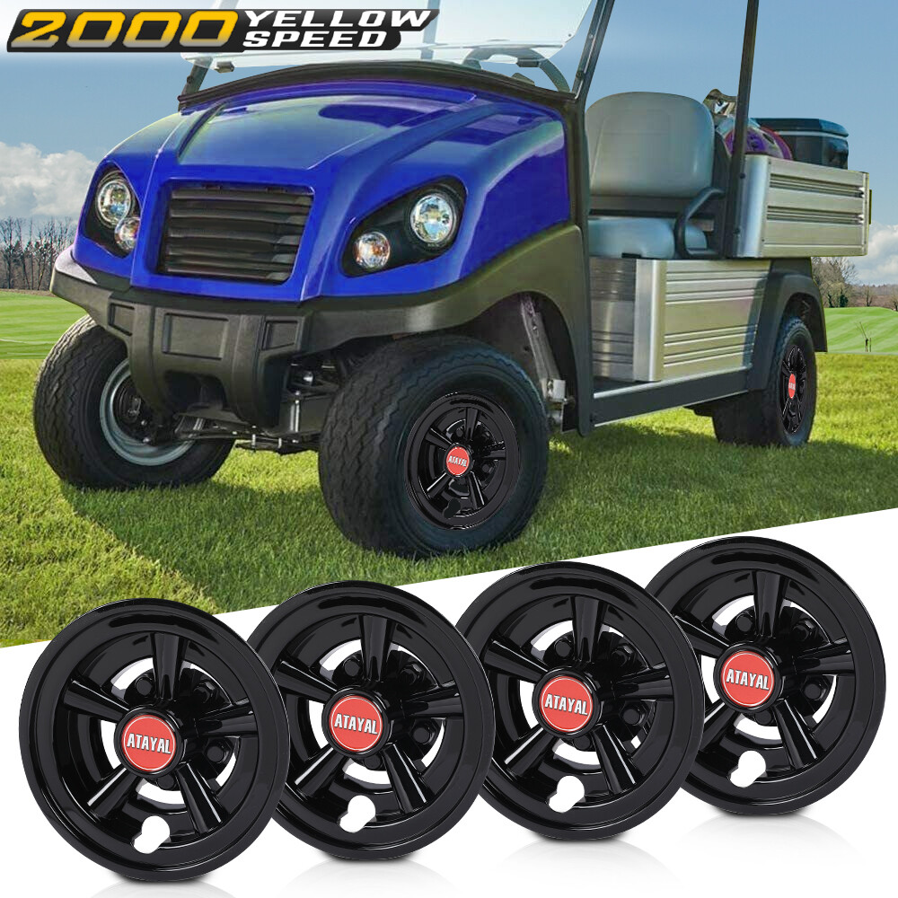 8 Inch Golf Cart Wheel Covers Hub Caps Fit for EZGO Club Car Yamaha,4PCS-Black