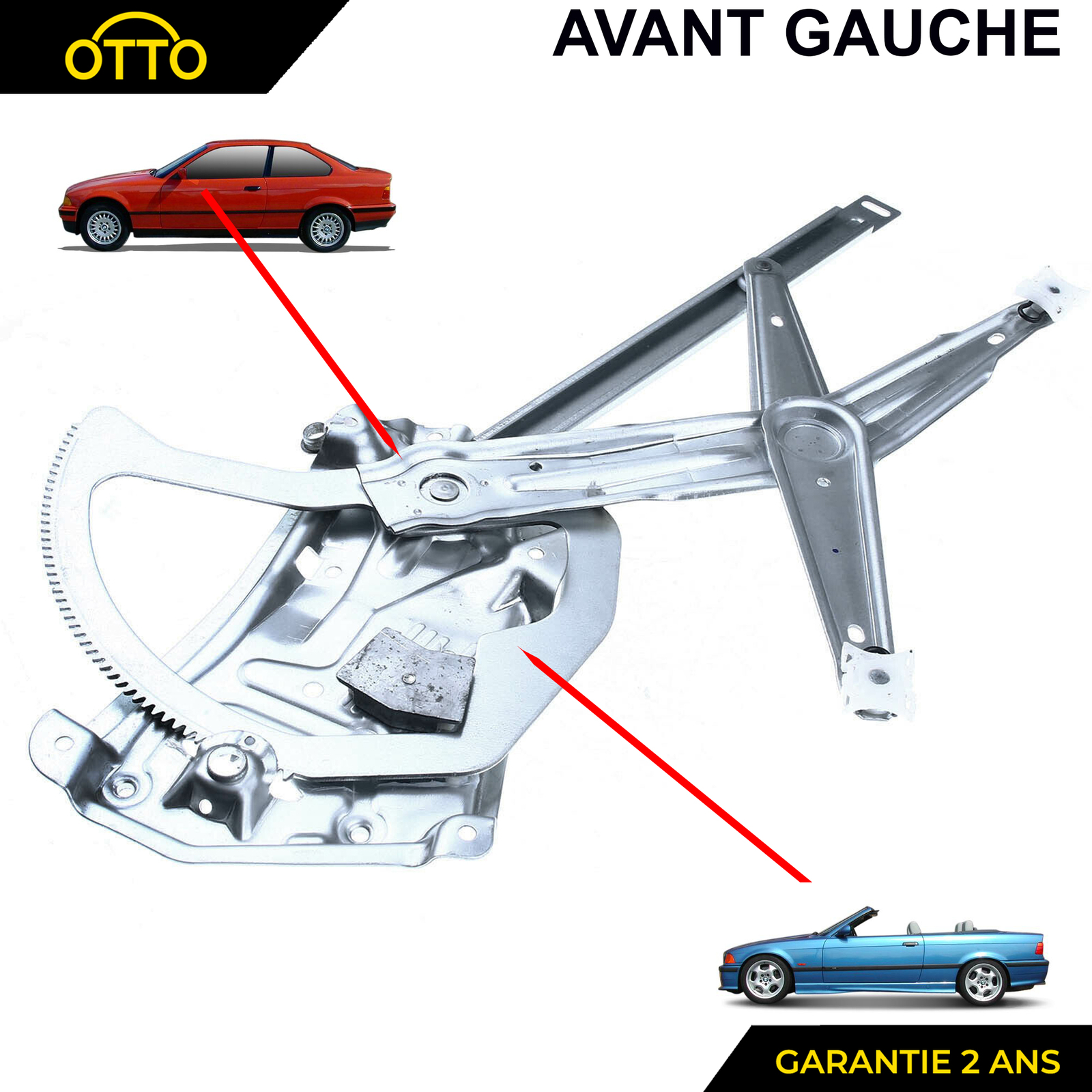 Lève-vitre gauche électrique avant pour BMW E36 coupé cabriolet 51331977579