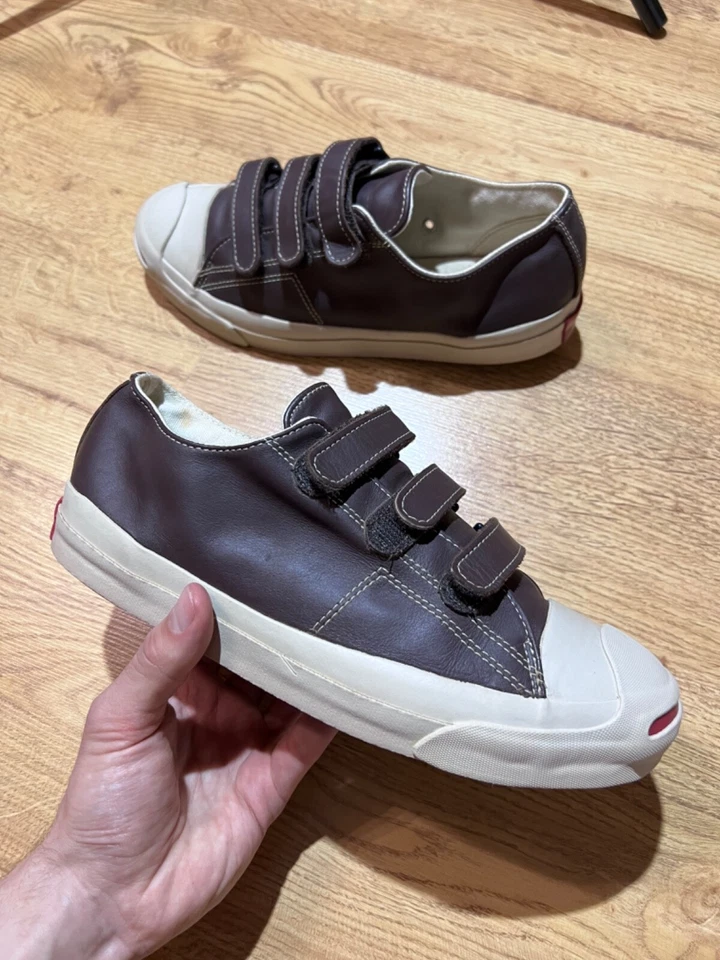 RARE DS! Vintage 90s Converse Jack Purcell Strap Sneakers Hook And Loop Men US9 - Image 2 of 4