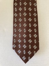 Geoffrey Beene Men's Necktie Tie Silk Made in USA Brown Gray Shapes Pattern
