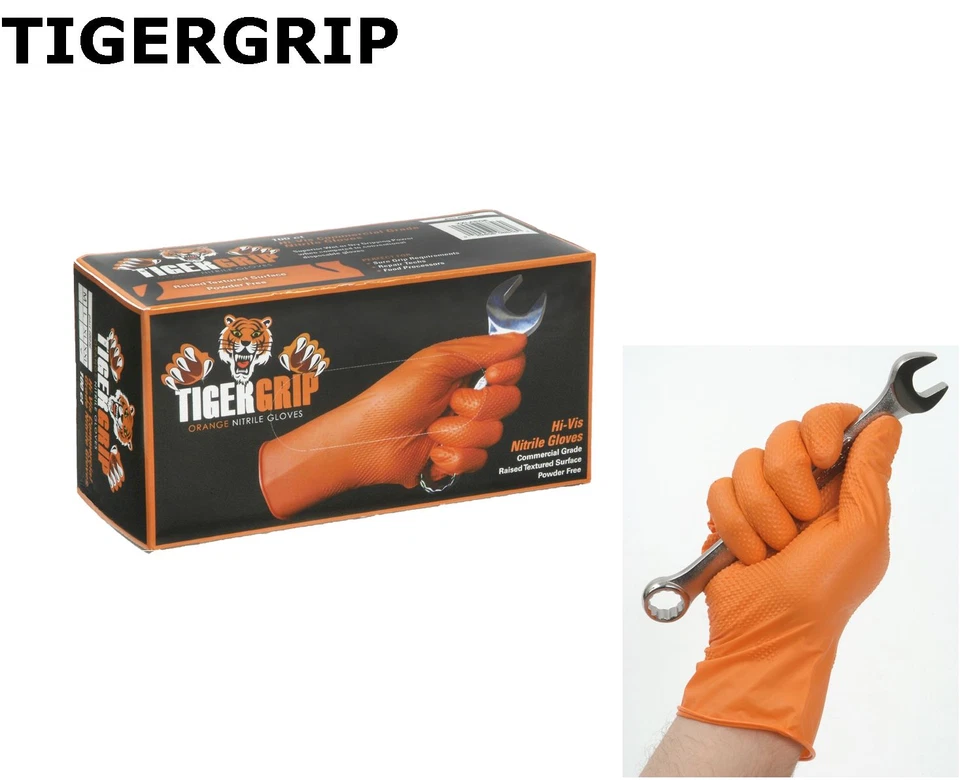 TIGERGRIP EXTRA LARGE 90 x Tiger Grip Orange *Quality Nitrile* Gloves Workshop approved