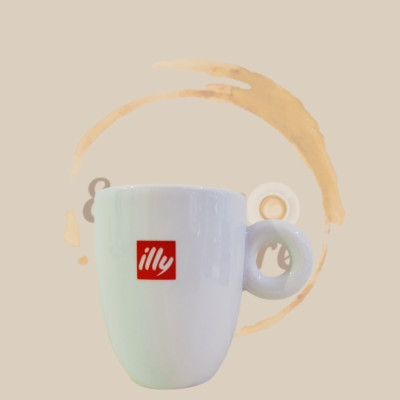 illy original Logo Lattetasse mit Unterteller 350ml weiß 6 Stück