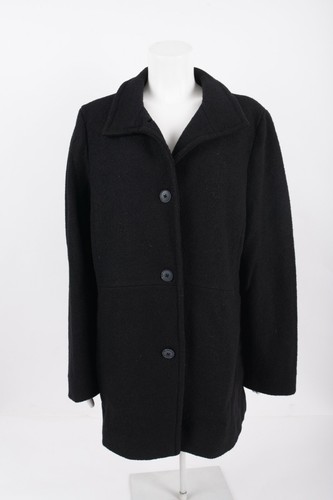 Black Boiled Wool Pea Coat Plus 