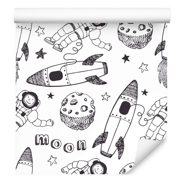 10M Tapete Selbstklebend Kinderzimmer Kosmos Kosmonauten Raketen Sterne Xxl 3724-image