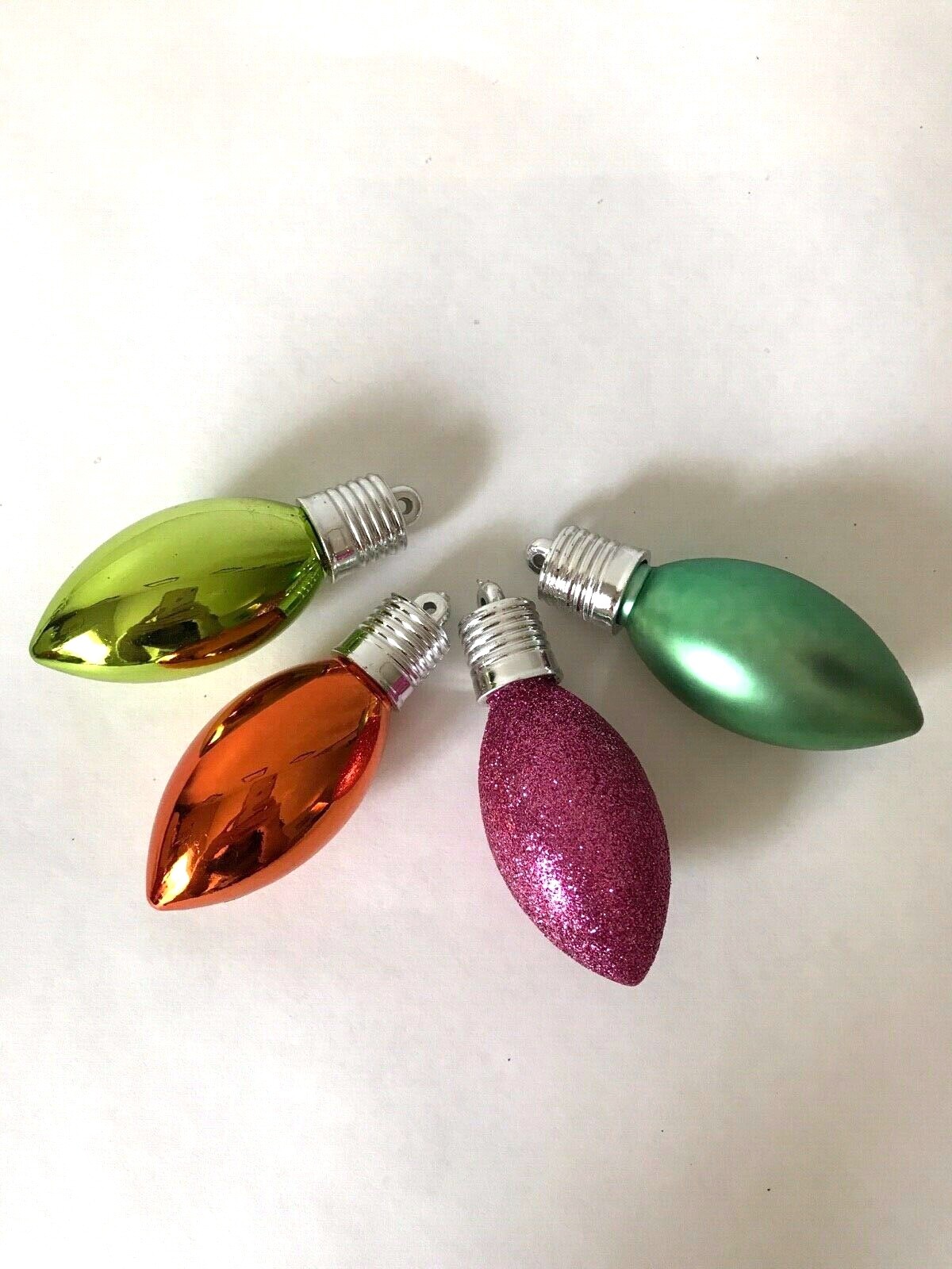 Vintage Christmas Ornaments, Set of 4 Vibrant Christmas Light Ornaments