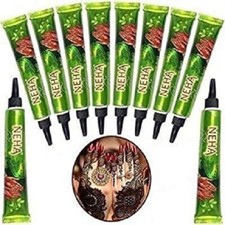 10 X Neha Herbal Fast Henna Mehandi Cones Nautural Herbal Strong Dark RED Tubes