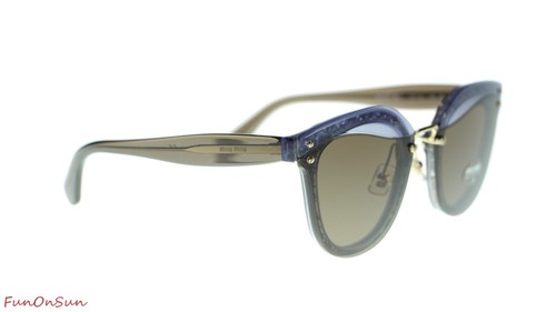 MIU MIU WOMEN SUNGLASSES MU03TS CMT9L1 LILAC GLITTER / BROWN LENS 65mm - Picture 3 of 5