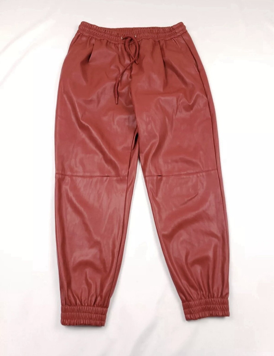 Womens Pants Zara Red Faux Leather Trousers Zara Fleece Lined Faux
